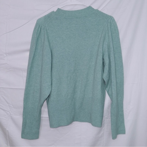 J. Crew BD411Puff-sleeve crewneck sweater in Supersoft yarn in Teal Blue - Picture 8 of 8